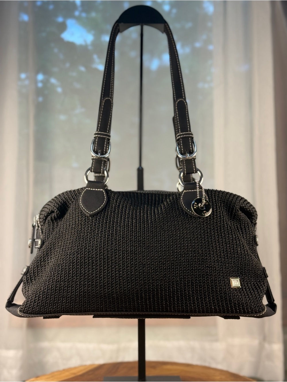 The Sak Black Crochet Knit Shoulder Bag EUC